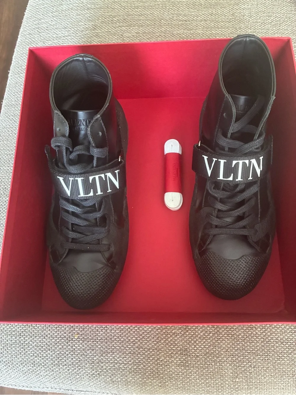 Valentino Black High-Top Sneakers with Strap Detail